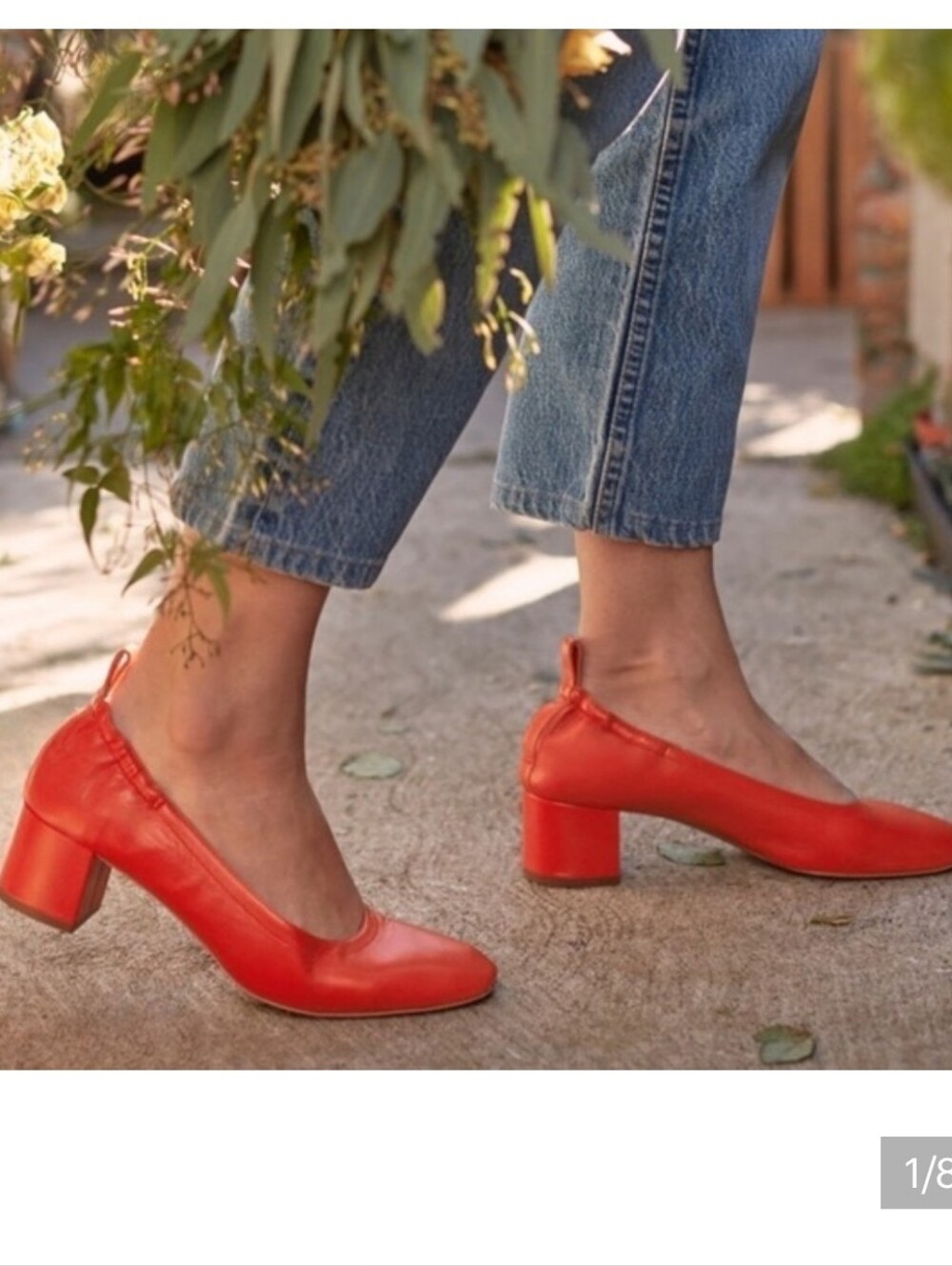 Everlane Women’s Day Heel Coral Red Low Block Heel Sz 9.5 Pumps